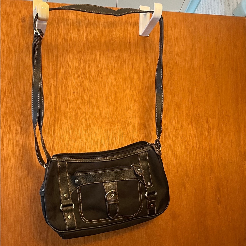 Black Shoulder Bag with Front Pocket